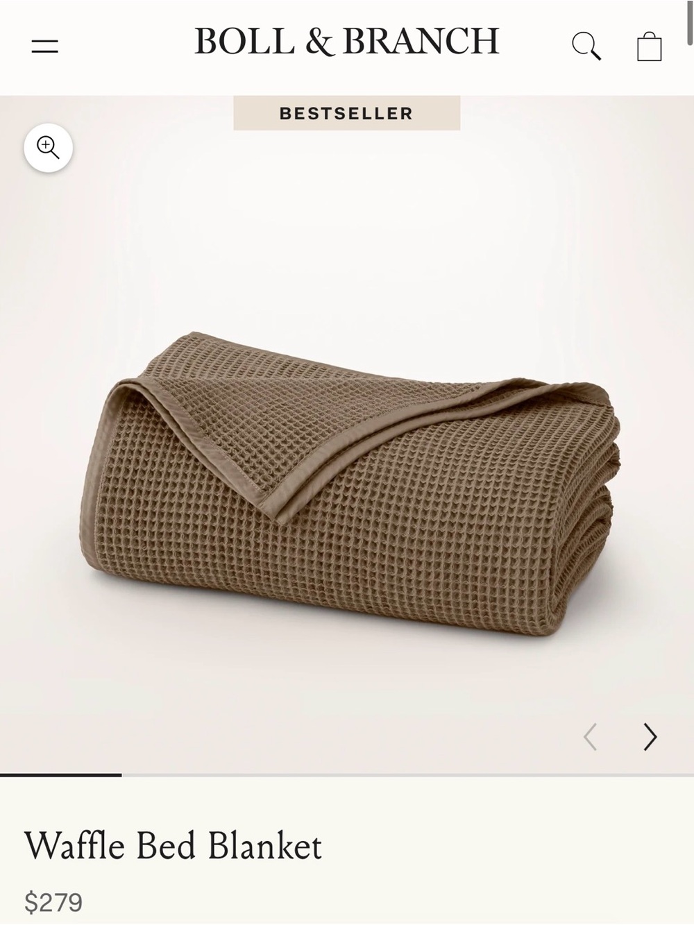 Boll & Branch Waffle Bed Blanket – Walnut King NWT